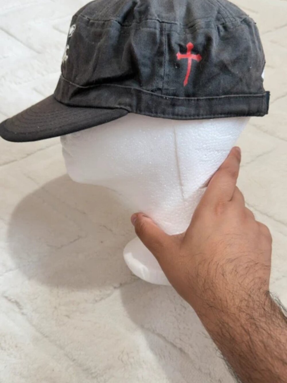 Vintage Machine Gun Preacher Black Military Cadet Cap Hat Y2K Cross Graphic - Picture 3 of 5